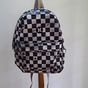 NWT Hurley Backpack, Black and White Checkered, Fits 15 Inch Laptop